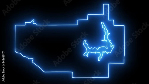 map of Norman in oklahoma with a blue glowing neon effect photo