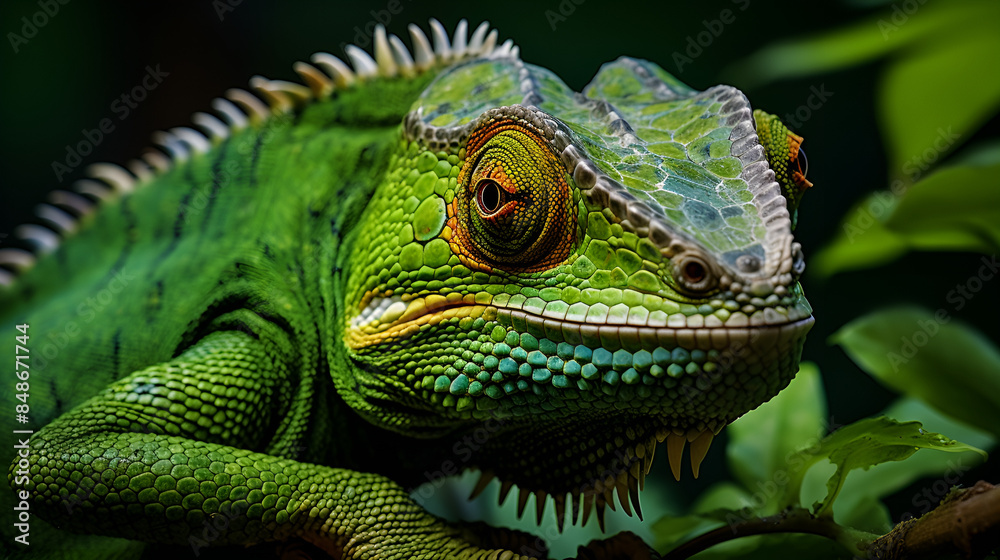 A cute gecko in the tropical rainforest looking at camera generated by AI A cute gecko in the tropical rainforest looking at camera generated by AI