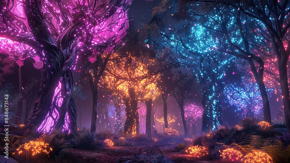 Enchanted Forest with Glowing Trees Enchanted Forest with Glowing Trees