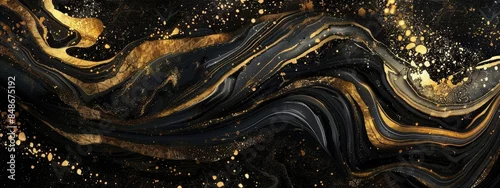 Panel kuchenny z motywem black and gold background with marbled texture