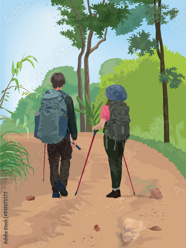 Hiking Adventure Trip in illustration graphic vector