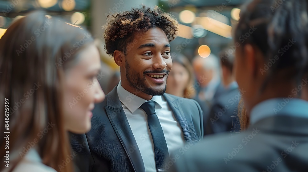 Diverse group of engaged business professionals networking at a corporate conference Diverse group of engaged business professionals networking at a corporate conference