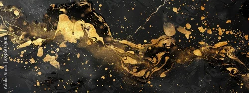 Panel kuchenny z motywem black and gold background with marbled texture