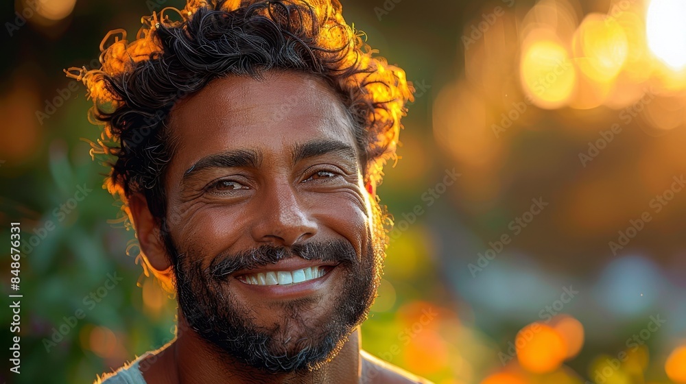 Close-up portrait of a smiling young man with a beard Close-up portrait of a smiling young man with a beard