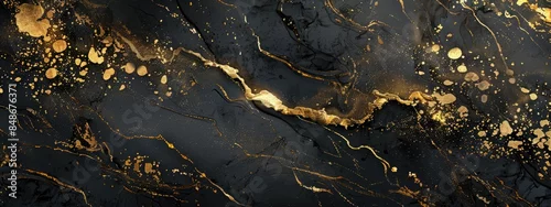 Panel kuchenny z motywem black and gold background with marbled texture