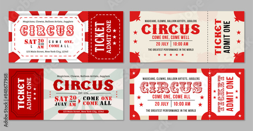 Circus ticket template, Admit one circus ticket isolated, Carnival invite