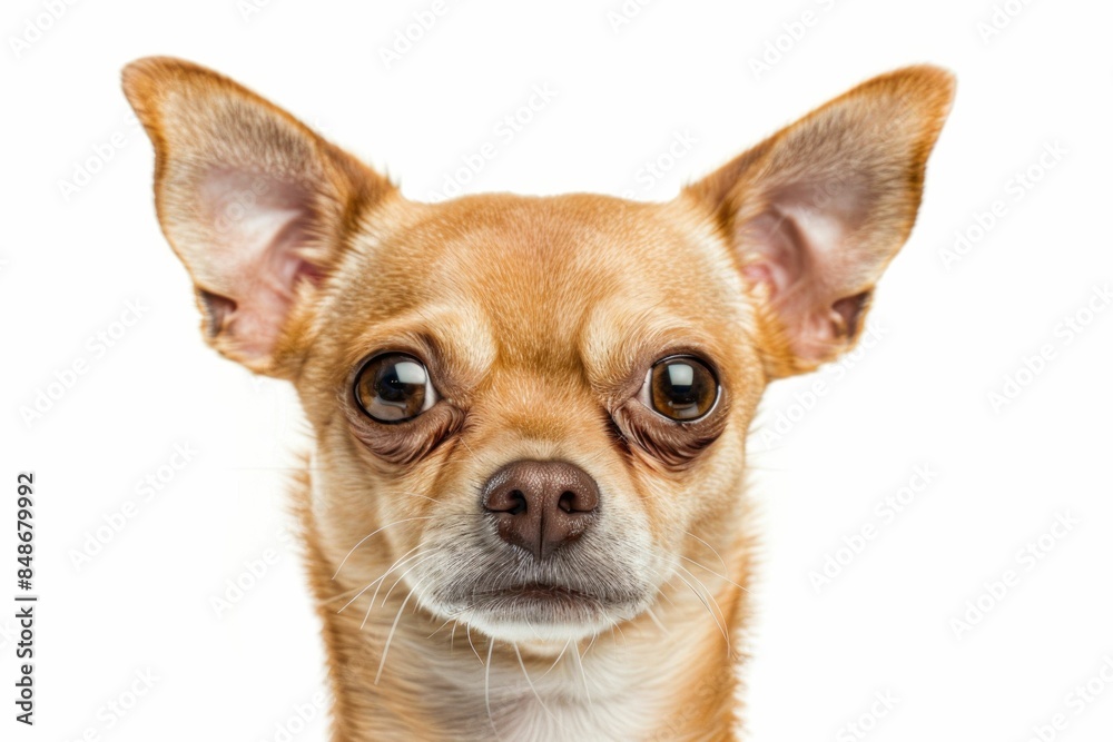 Adorable Chihuahua Puppy Portrait Looking at Camera on White Background for Pet Photography or Animal Lover Concept Adorable Chihuahua Puppy Portrait Looking at Camera on White Background for Pet Photography or Animal Lover Concept