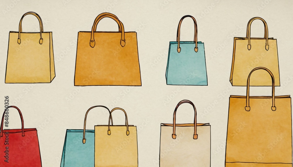paper bags colorful background no seamless 2d
