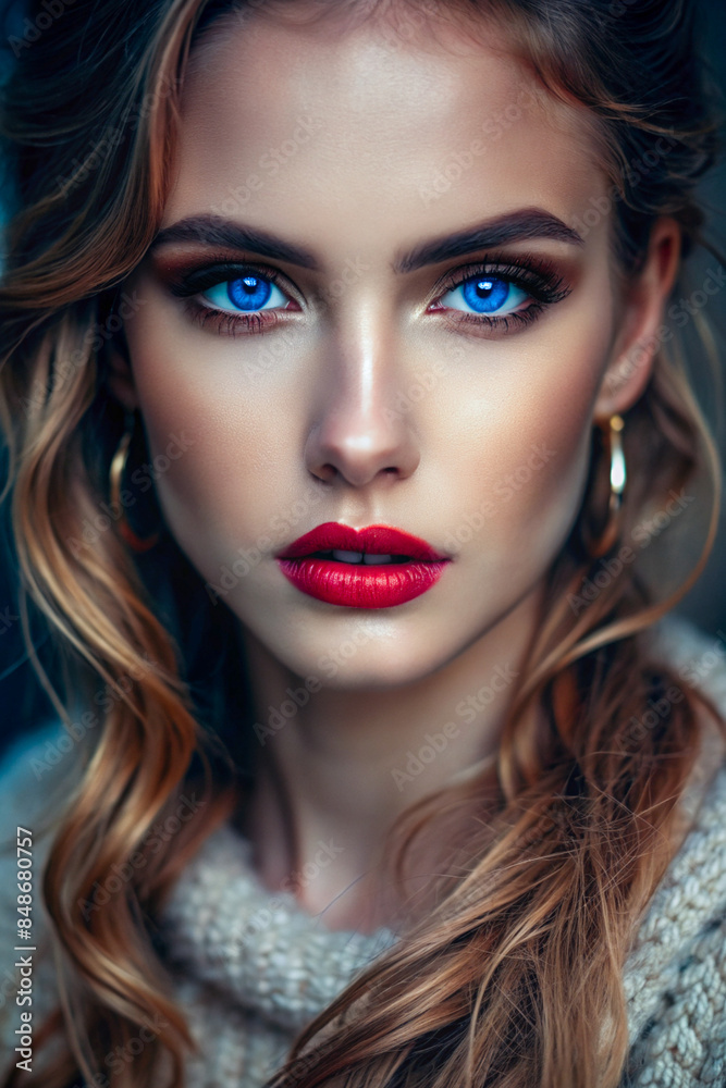 Close-up Portrait of a Woman with Blue Eyes Close-up Portrait of a Woman with Blue Eyes