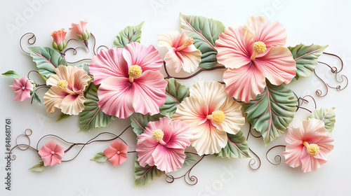 Wallpaper Mural a beautiful bouquet of hibiscus flowers in pastel colors, generative AI Torontodigital.ca