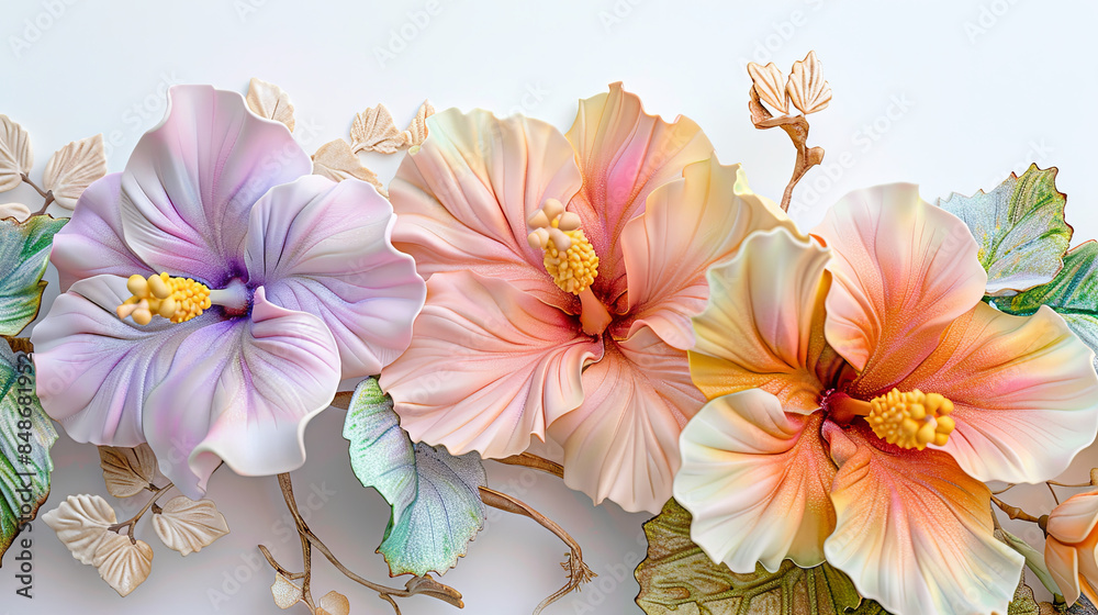 a beautiful bouquet of hibiscus flowers in pastel colors, generative AI a beautiful bouquet of hibiscus flowers in pastel colors, generative AI