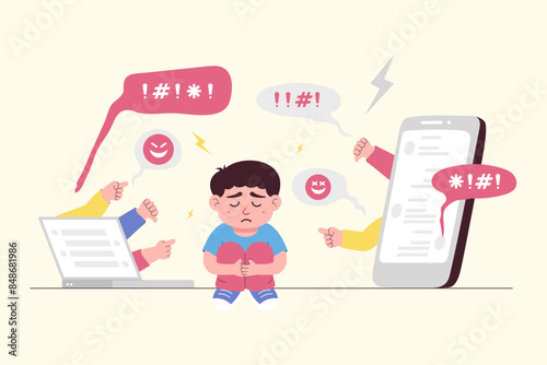 Child Social Media Bullying Illustration