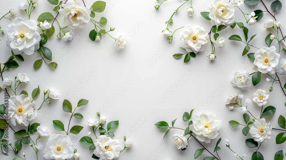 Fototapeta premium Background White Top View Photo of Floral Day Flower