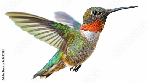 A beautiful hummingbird hovering in mid-air on a transparent background © Aytaj