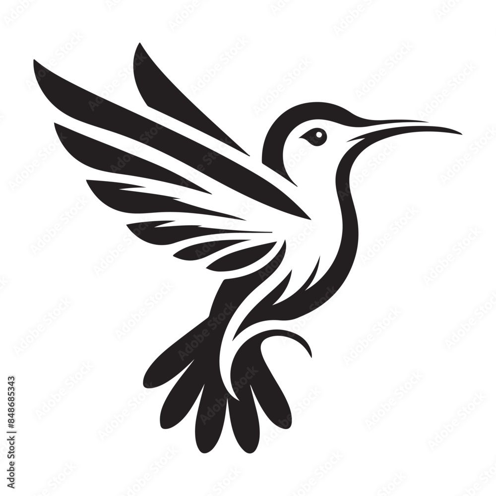 Obraz premium Hummingbird Vector silhouette black on white background