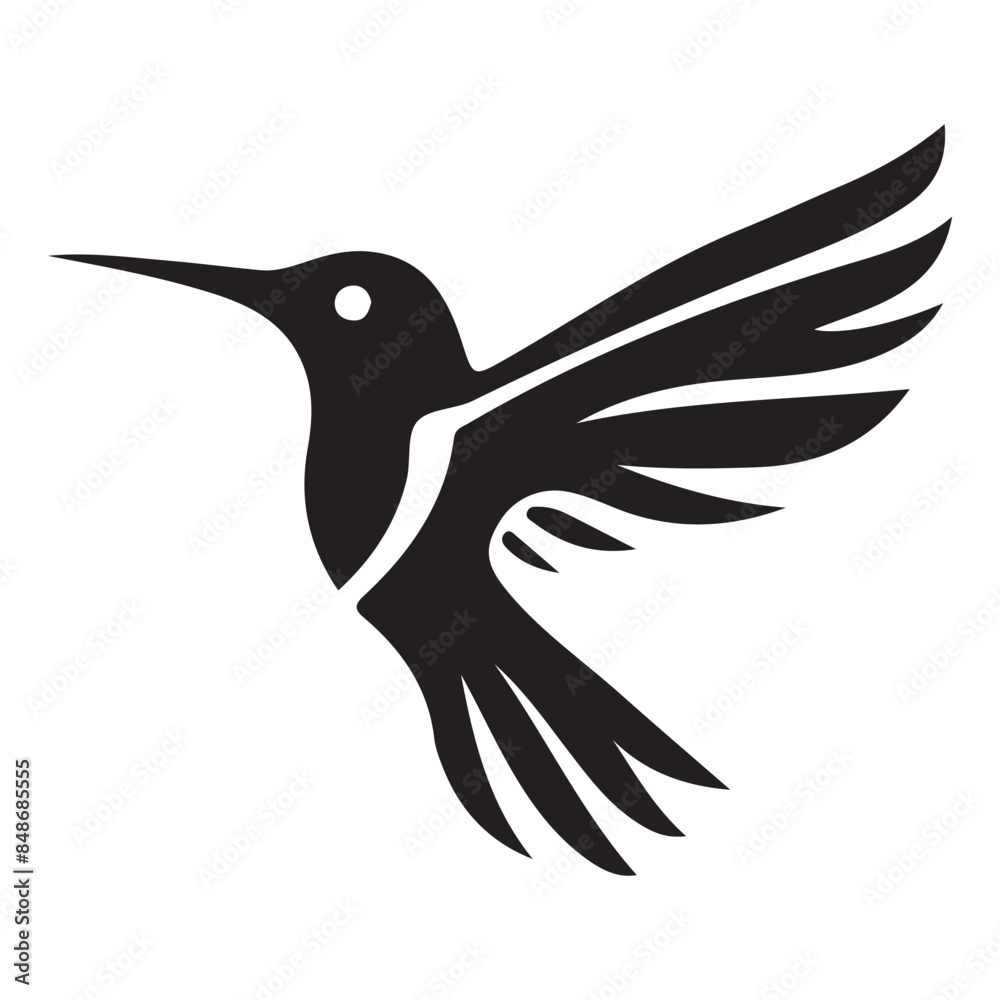 Fototapeta premium Hummingbird Vector silhouette black on white background