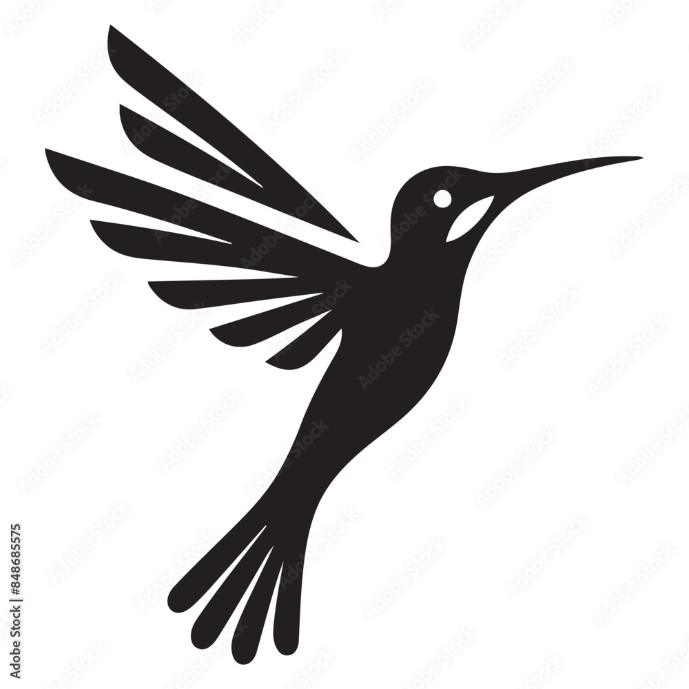 Fototapeta premium Hummingbird Vector silhouette black on white background