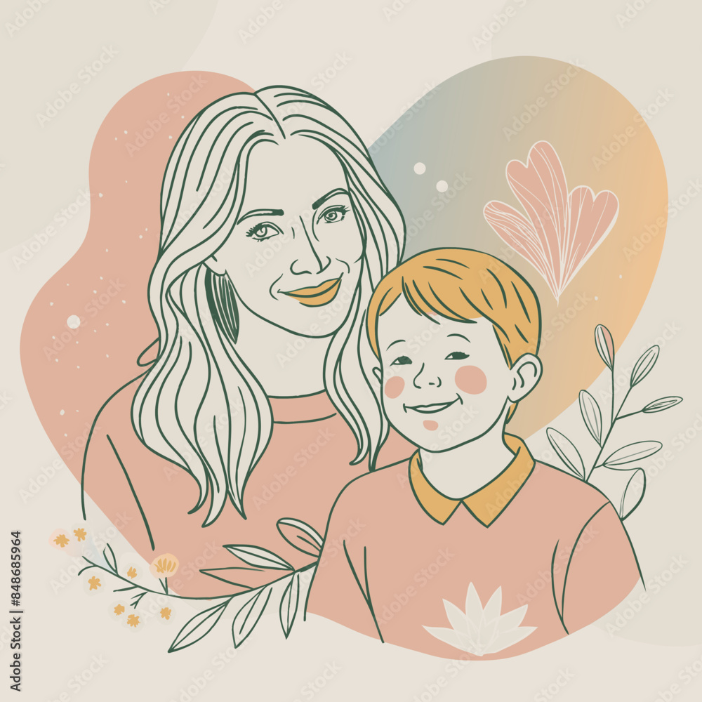 Mother and son line art vector illustration, mothers day celebration background
Mother and son line art vector illustration, mothers day celebration background