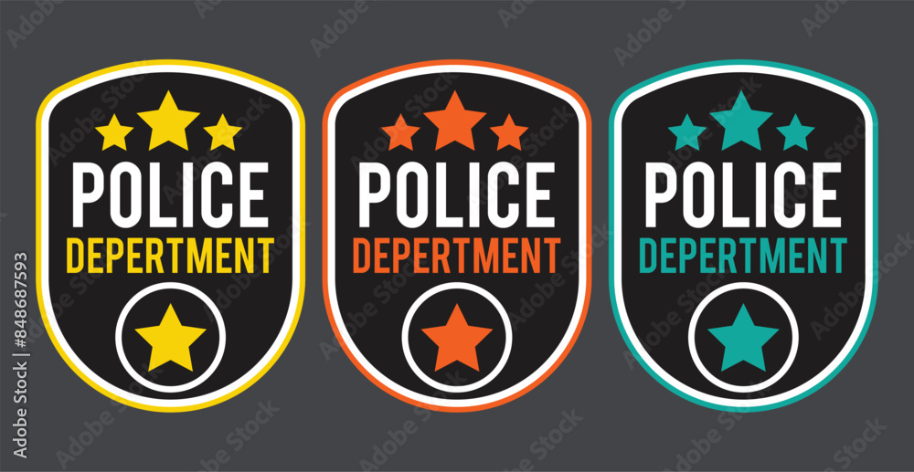Police badge icon. Police patches. Police badge with vector military shield silhouettes. 11:11