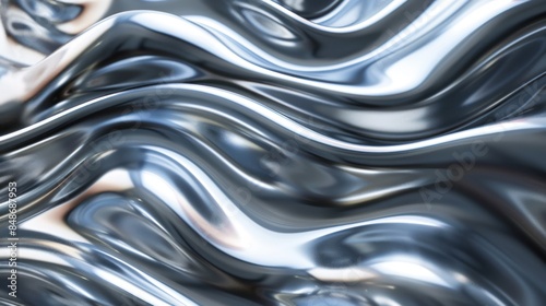 Shimmering Chrome Wave: Abstract Metal Background