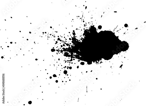 black watercolor splash splatter on white background