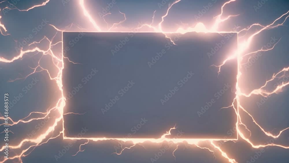 Lightning frames, blue electric borders of rectangular and square shapes with thunder bolt effect. Isolated photo frames with thunderbolt impact, realistic magical energy flash