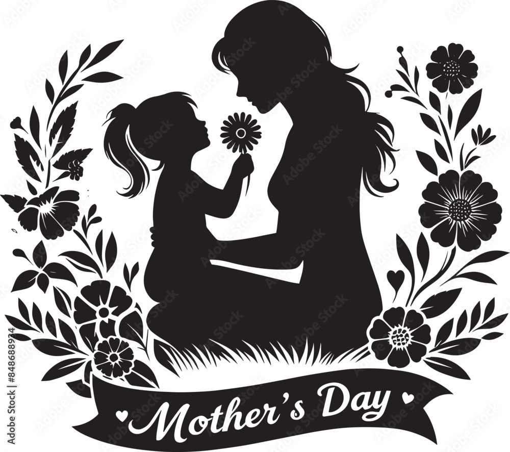 Mothers Day Silhouette Vector Mothers Day Silhouette Vector