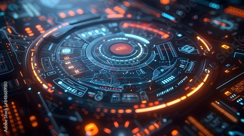 Wallpaper Mural Virtual Cybersecurity Interface with Holographic Elements Showcasing Futuristic Digital Security Features Torontodigital.ca