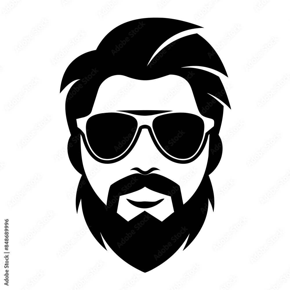 Mustache and Sunglasses Logo Design Vector silhouette illustration. Mustache and Sunglasses Logo Design Vector silhouette illustration.