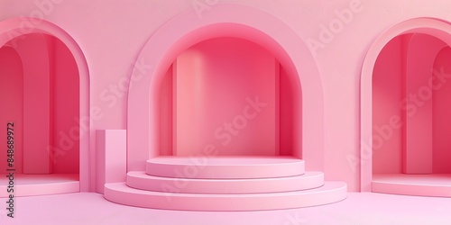 photo podium stage product mockup studio colors pink, design, stage, product, podium, background, empty,  HD, 2:1 © rajagambar99
