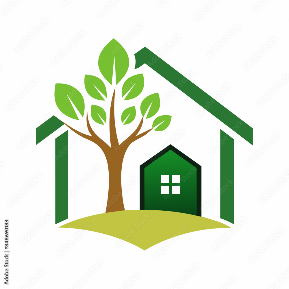 Home and tree nature logo template design vector illustration. Home and tree nature logo template design vector illustration.