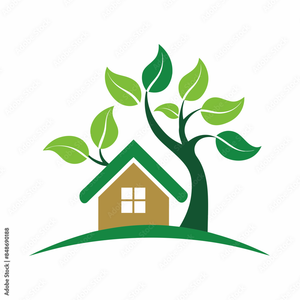 Home and tree nature logo template design vector illustration. Home and tree nature logo template design vector illustration.