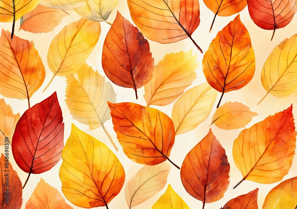 Colorful autumn leaves on a white background.