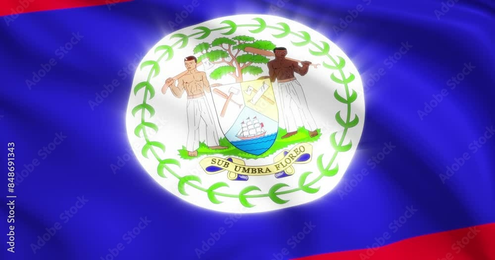 flag of Belize. Belize flag background. 4k 60FPS