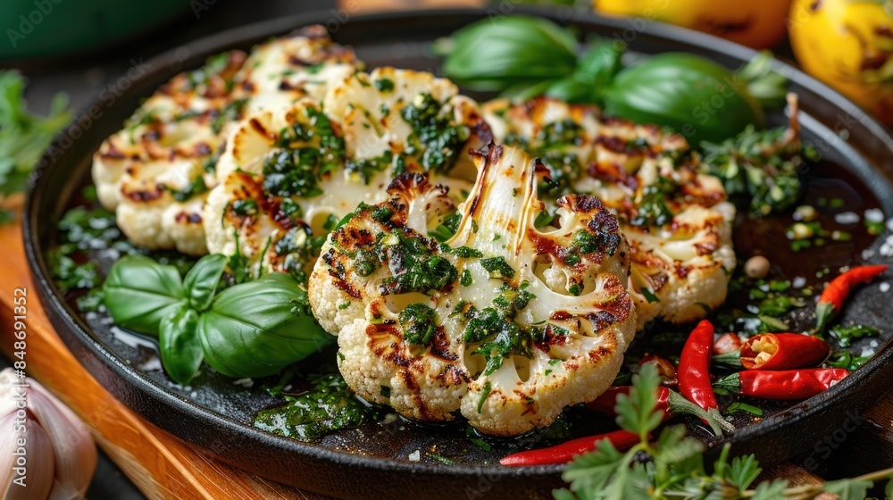 Grilled cauliflower with lemons and herbs Grilled cauliflower with lemons and herbs