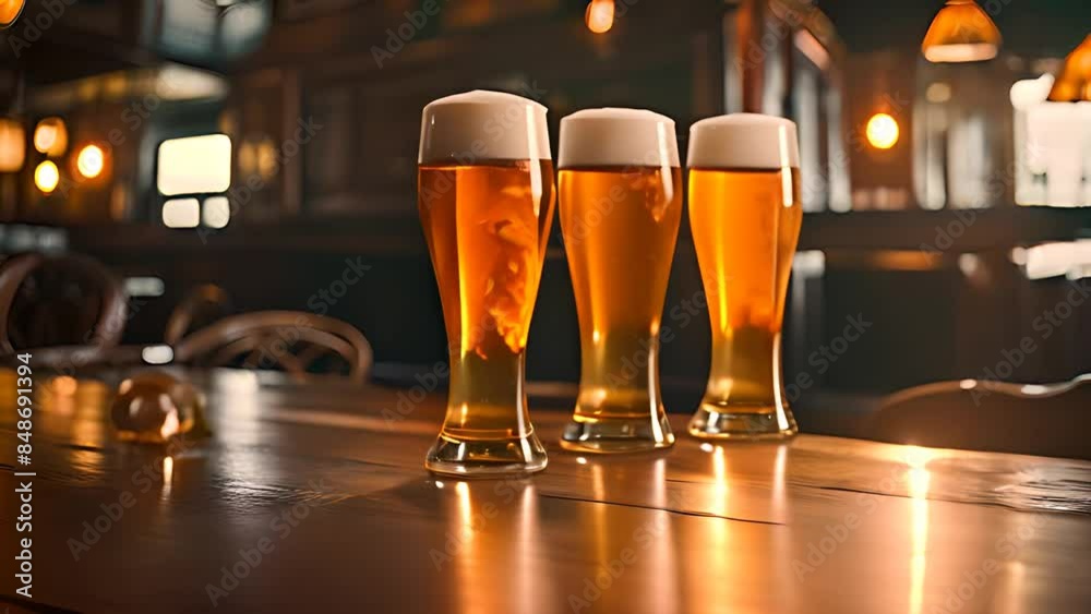 Three Beers on a Bar Counter Generative AI Three Beers on a Bar Counter Generative AI
