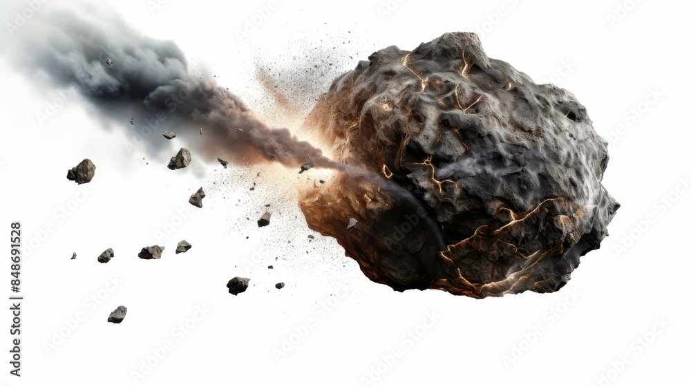 Detailed closeup photo of a meteor on a white background. Detailed closeup photo of a meteor on a white background.