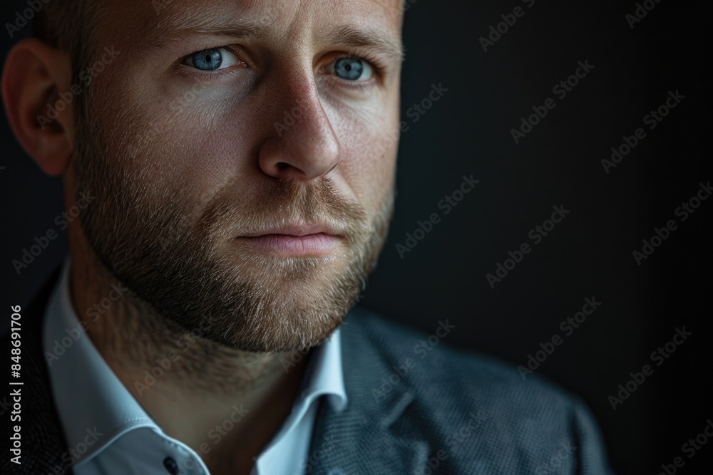 Obraz premium Businessman in suit and tie looking at camera