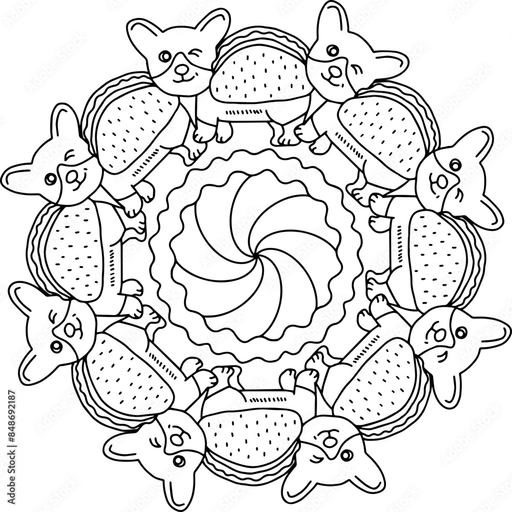 taco mandala line art coloring book page taco mandala line art coloring book page