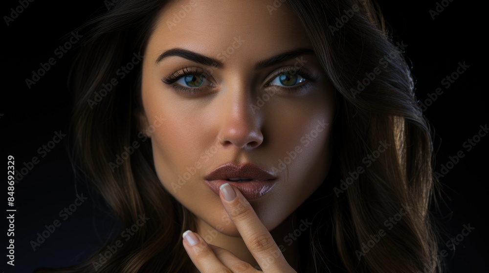 Woman holding face in distress Woman holding face in distress
