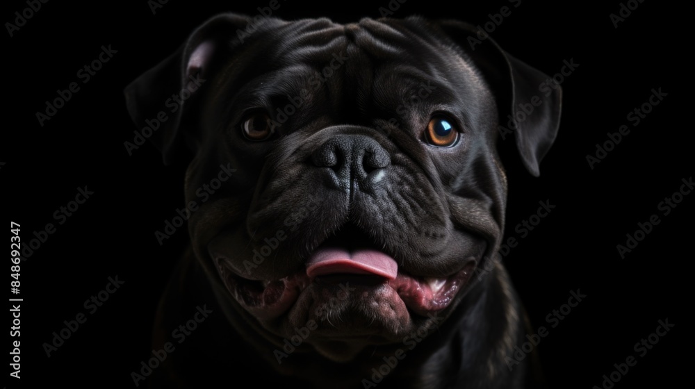 Close up of dog on black background Close up of dog on black background