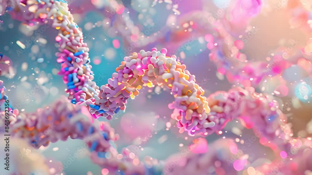 Colorful DNA Helix with Abstract Molecular Structures Colorful DNA Helix with Abstract Molecular Structures