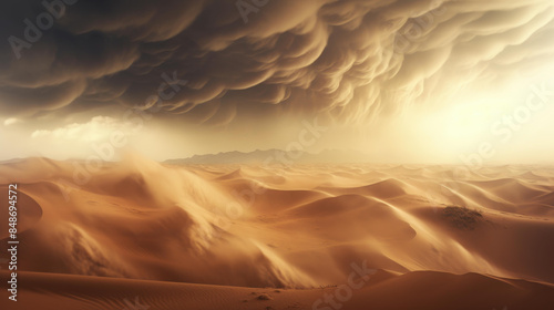 Riveting digital art portrays a dramatic sand storm in the vast desert landscape. © Crazy Juke