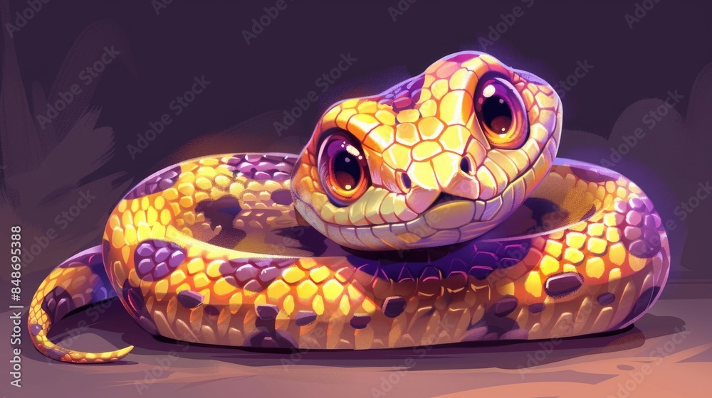 Obraz premium Beautiful snake. Exotic dangerous reptile. Symbol of the New Year according to the Chinese calendar.