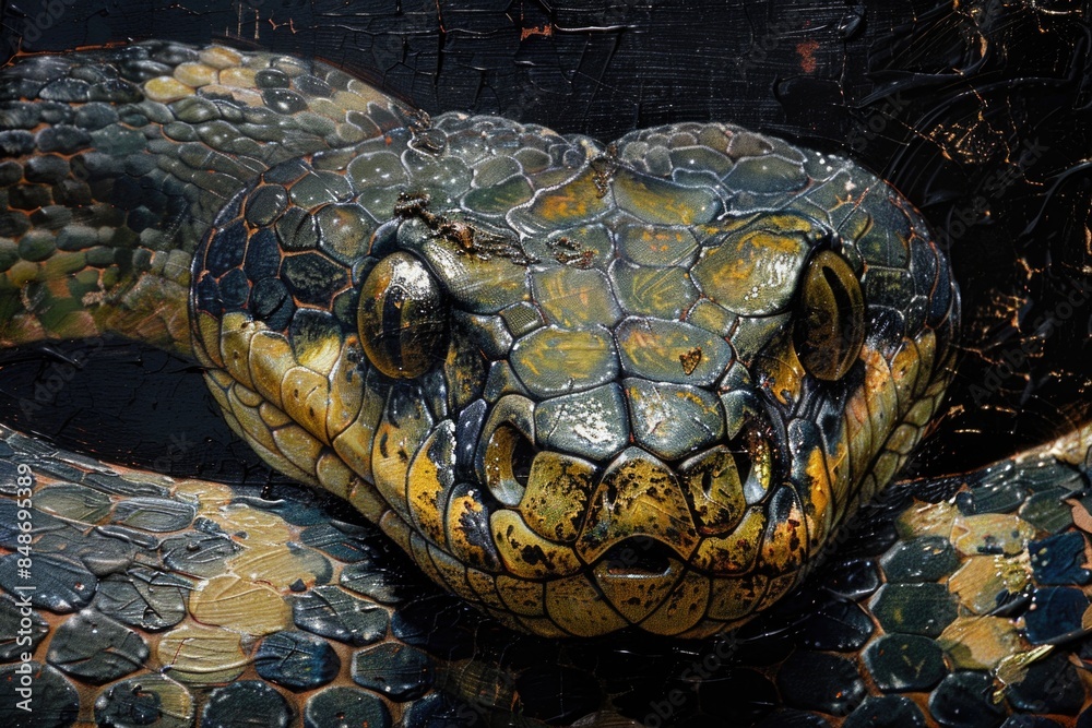 Fantastic beautiful poisonous snake close-up . Poisonous dangerous reptile. Monster from nightmares Fantastic beautiful poisonous snake close-up . Poisonous dangerous reptile. Monster from nightmares