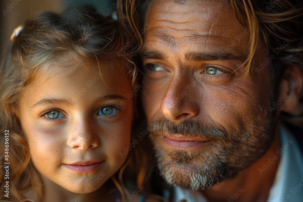 Close up portrait of father and daughter Close up portrait of father and daughter