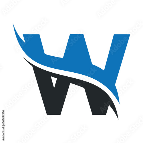 Initial Water Logo combine with letter W vector template