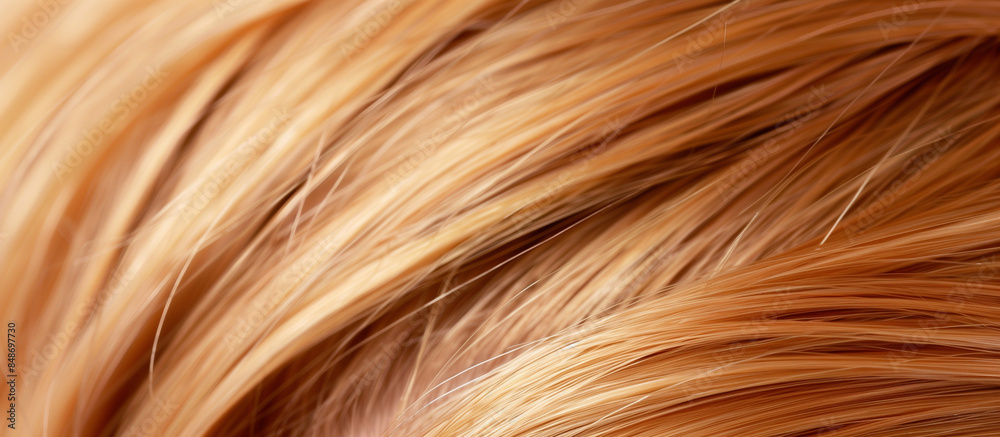 Macro shot focusing on the detailed strands of blonde hair, highlighting texture and shine. Macro shot focusing on the detailed strands of blonde hair, highlighting texture and shine.
