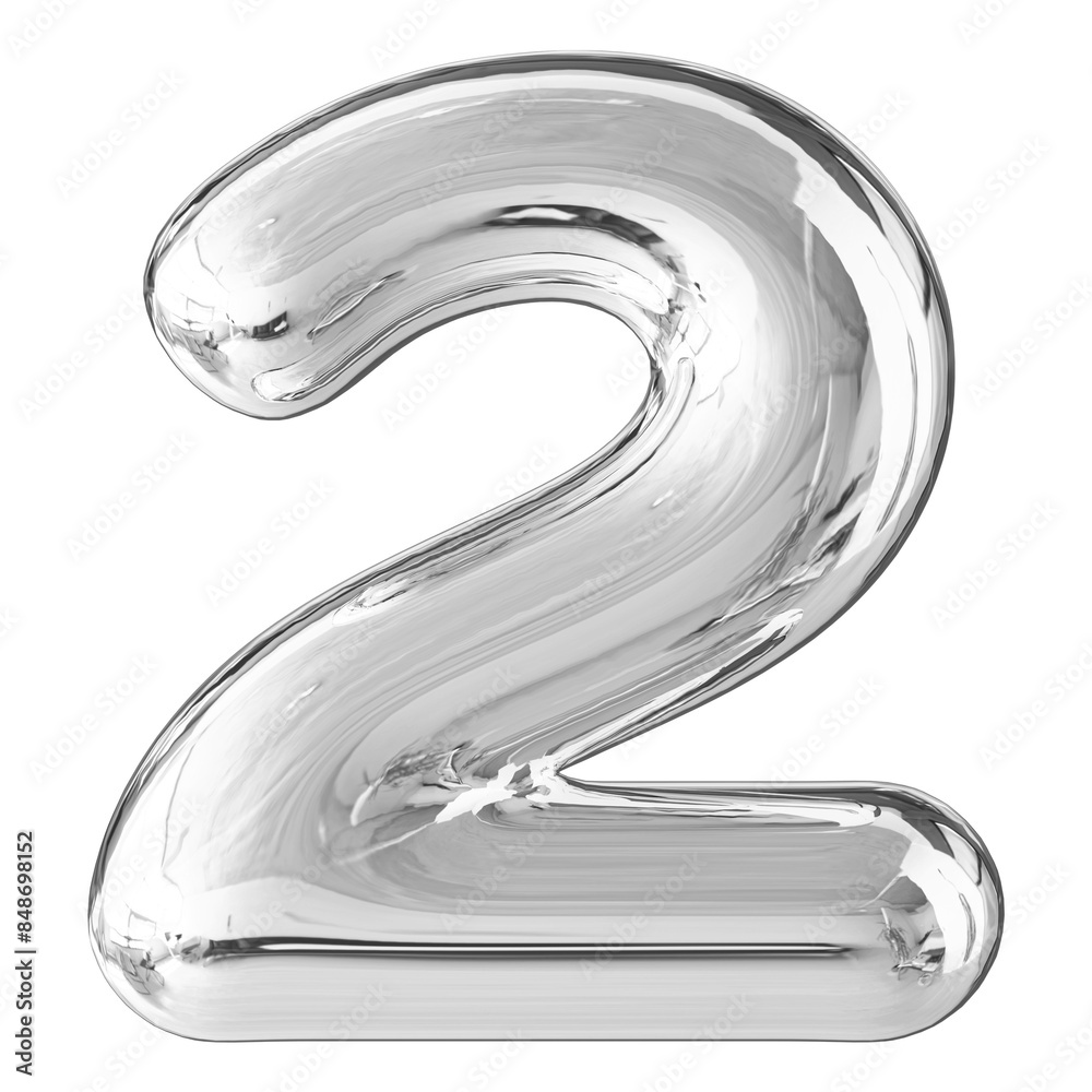 Silver 3D Number 2 Silver 3D Number 2