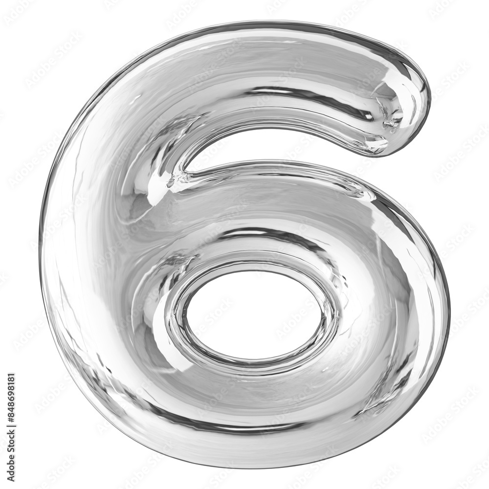 Silver 3D Number 6 Silver 3D Number 6